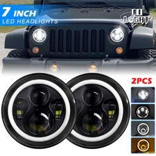Pair 7 Inch Led Headlights Round Hilo Beam For Jeep Wrangler Jk Tj Cj 1997-2018