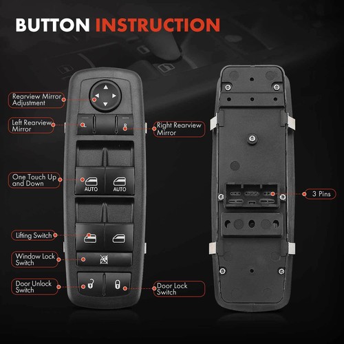 Interruptor de ventana eléctrica controlador delantero izquierdo para Chrysler Pacifica 2017-2022 68234092AC - Imagen 4 de 8