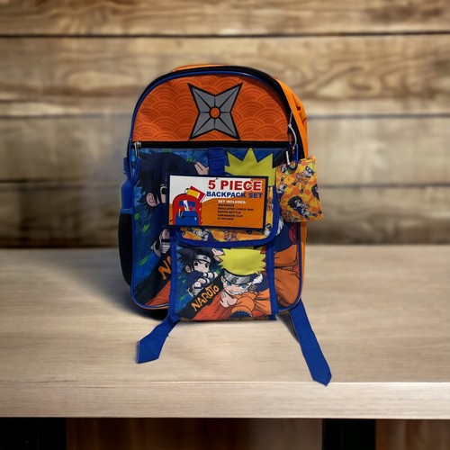Naruto Juego de Mochila Escolar Infantil 5 Piezas con Fiambrera Aislada y Botella de Agua