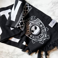 Disney Parks Authentic Jack Skellington Fringe Knit Scarf Black White