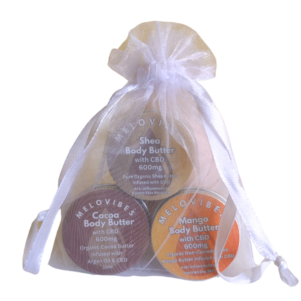 CBD Body Butter x 3 Organic Mango Shea Cocoa Muscle Balm Rub Skin Care Gift Set