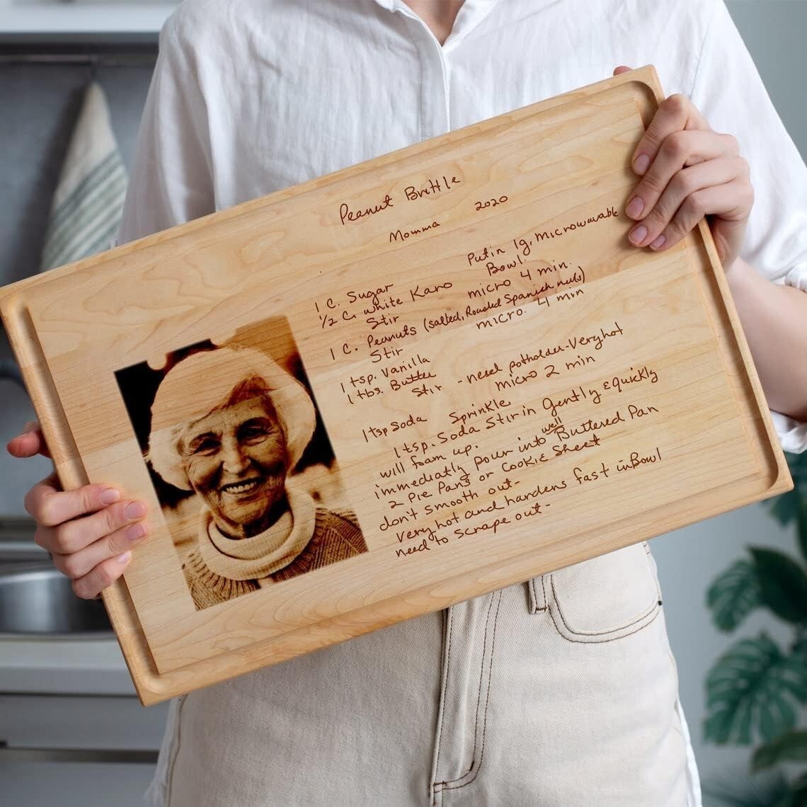 Cutting board with Engraved Recipe Gift for Grandma Mom Gift-image
