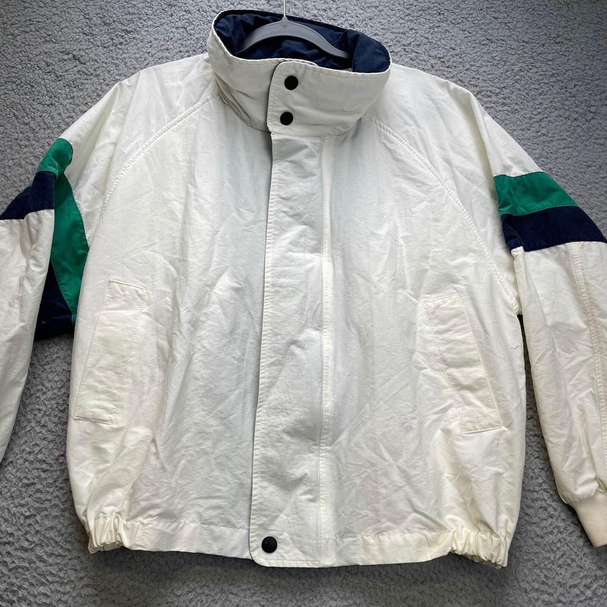 Nautica Jacket Mens Small White Bomber Windbreaker Zip 90's Style