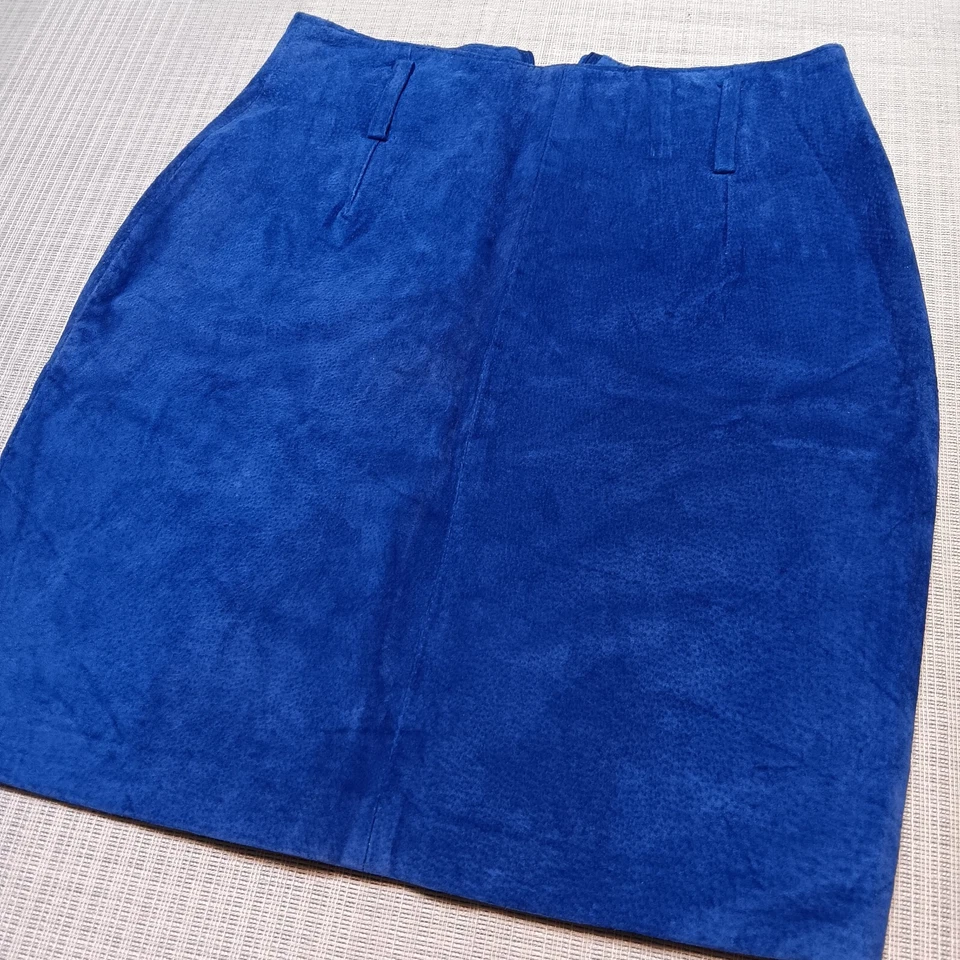 Express Vintage Leather Blue Suede Womens Skirt Office Siren Corpcore Western... - Image 2 of 4