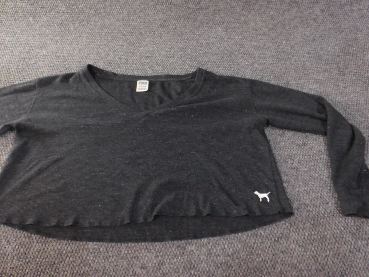 Victoria's Secret Pink Womens Top Small gray oversized dog