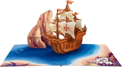 Piratenschiff Karte Perfekt für Kinder Jungen Geburtstage, Segeln Über A Bay