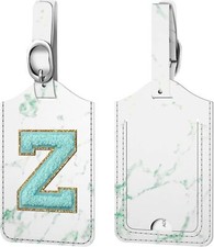 Letter Luggage Tag PU Leather Embroidered Monogrammed for Suitcase Travel Bag
