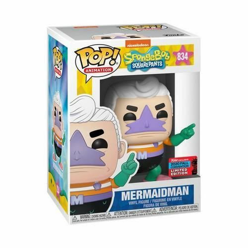Spongebob Squarepants Mermaidman 834 Pop Vinyl Funko Nycc 2020 Exclusive