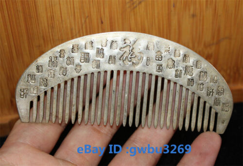collect Chinese old Tibet Silver hand carved Fu character Comb Jewel gift  42408 - Picture 1 of 4