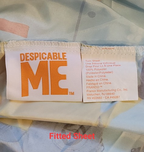 DESPICABLE ME Minions 3 PIECE Twin SHEET SET Flat FITTED Pillowcase & 9.5" PLUSH - Picture 9 of 20