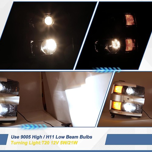 For 2015-2019 Chevy Silverado 2500HD 3500HD Chrome Clear Headlights Headlamps - Picture 5 of 18