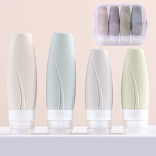 4Pcs/Bag Portable Silicone Travel Bottles 60/90ml Refillable Squeeze Container ~