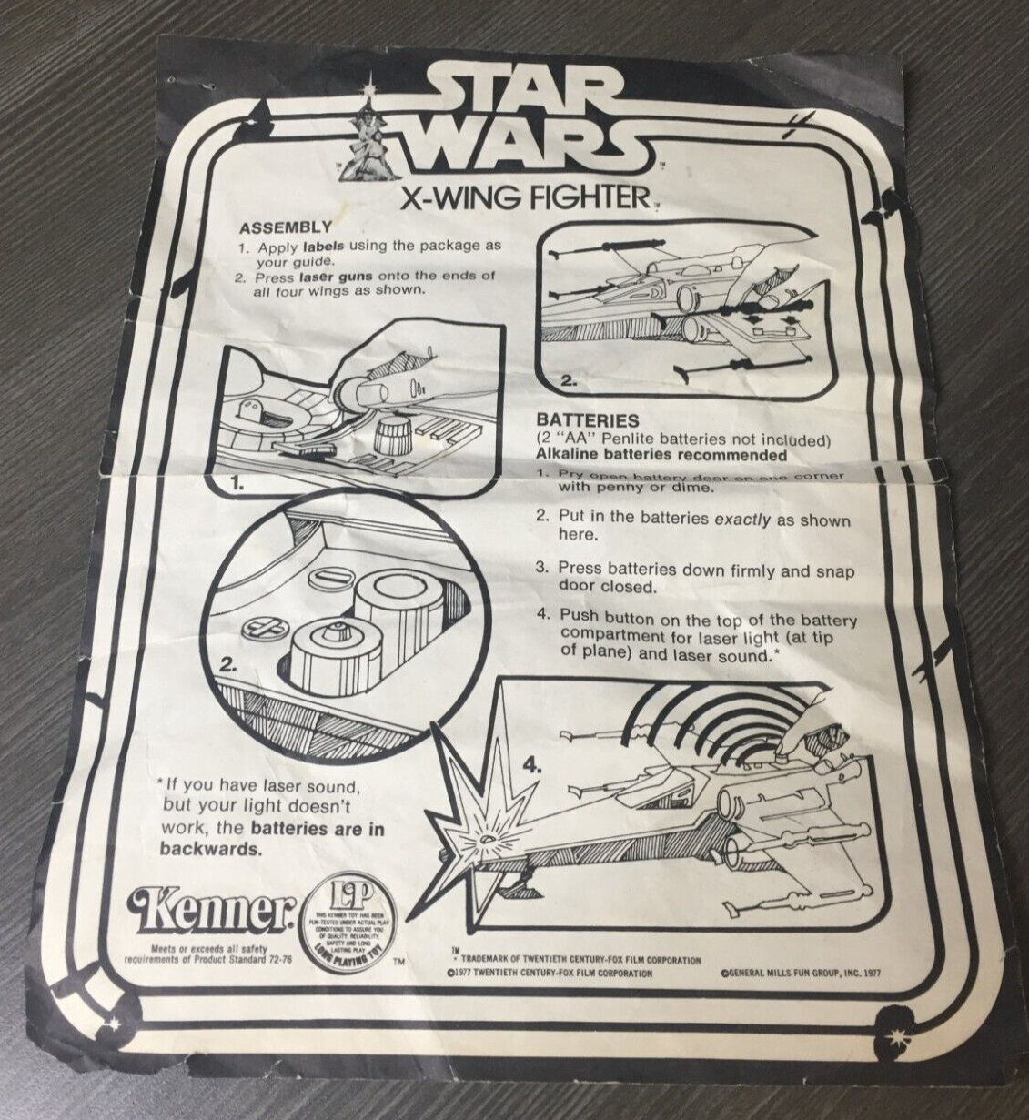 1978 Kenner Star Wars X-Wing Fighter with Original Instructions