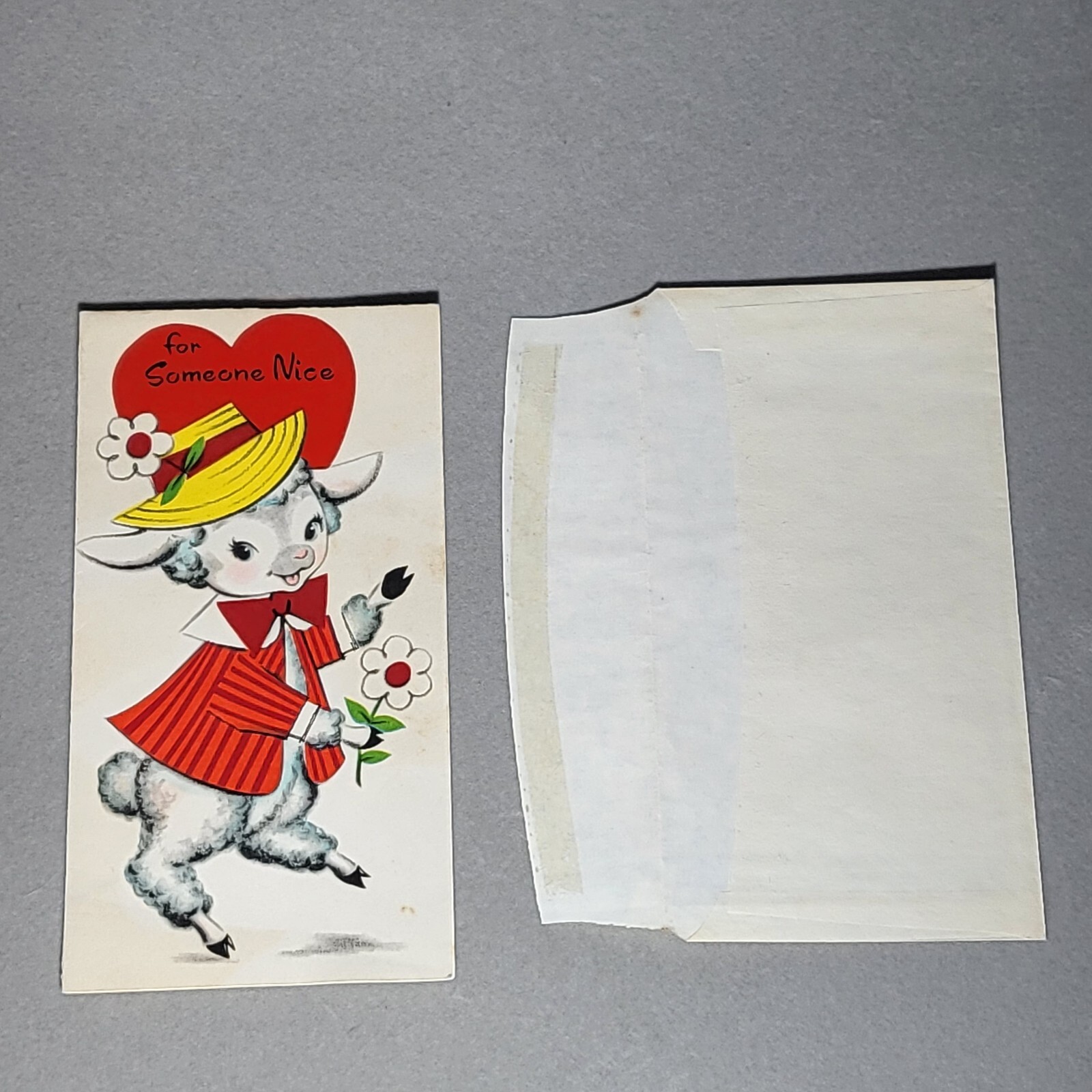 Valentine Vintage Forget Me Not Sheep Wearing Hat 