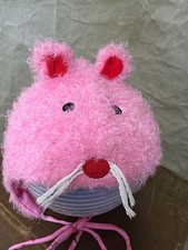 PINK MOUSE HAT w/EARS Baby Girl Newborn Cap NEW POTATOES Layette Ties Under Chin