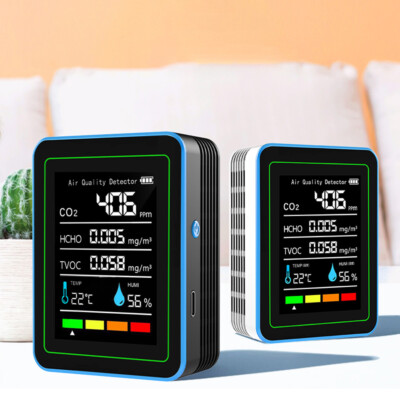5-in-1 Temperature and Humidity Monitor USB Charging Portable for Indoor Outdoor