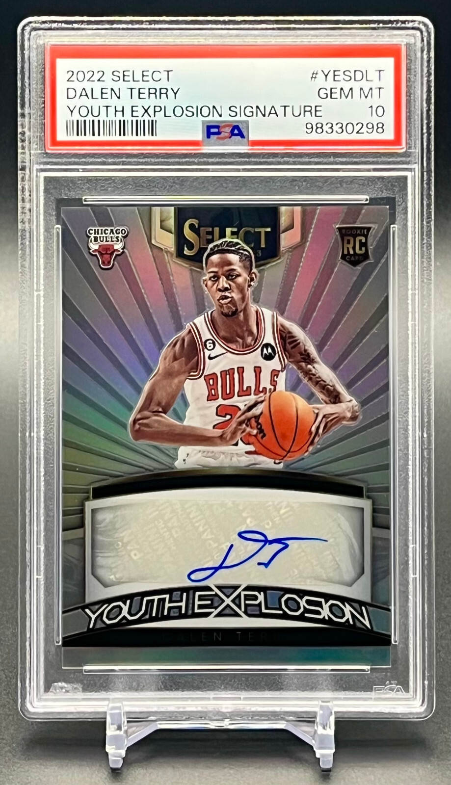 2022 Dalen Terry Youth Explosion Silver Prizm Auto PSA 10 RC Rookie Signature