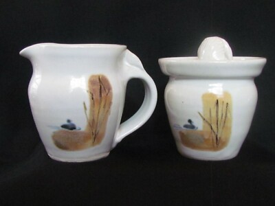Vintage 1984 Studio Pottery SUGAR / CREAMER SET Wildflower Pottery Marsha Terry