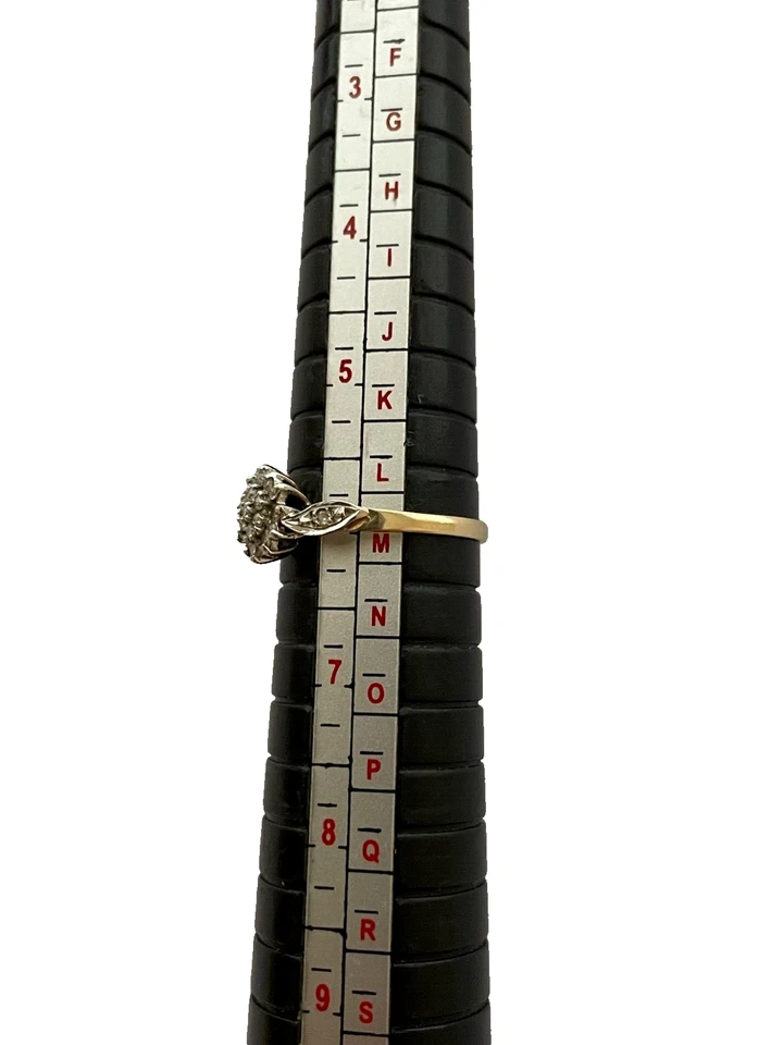 Anillo de diamantes 1993 oro de 9 quilates anillo con racimo de diamantes anillo vintage de oro - talla L 1/2 Foto 3 de 4