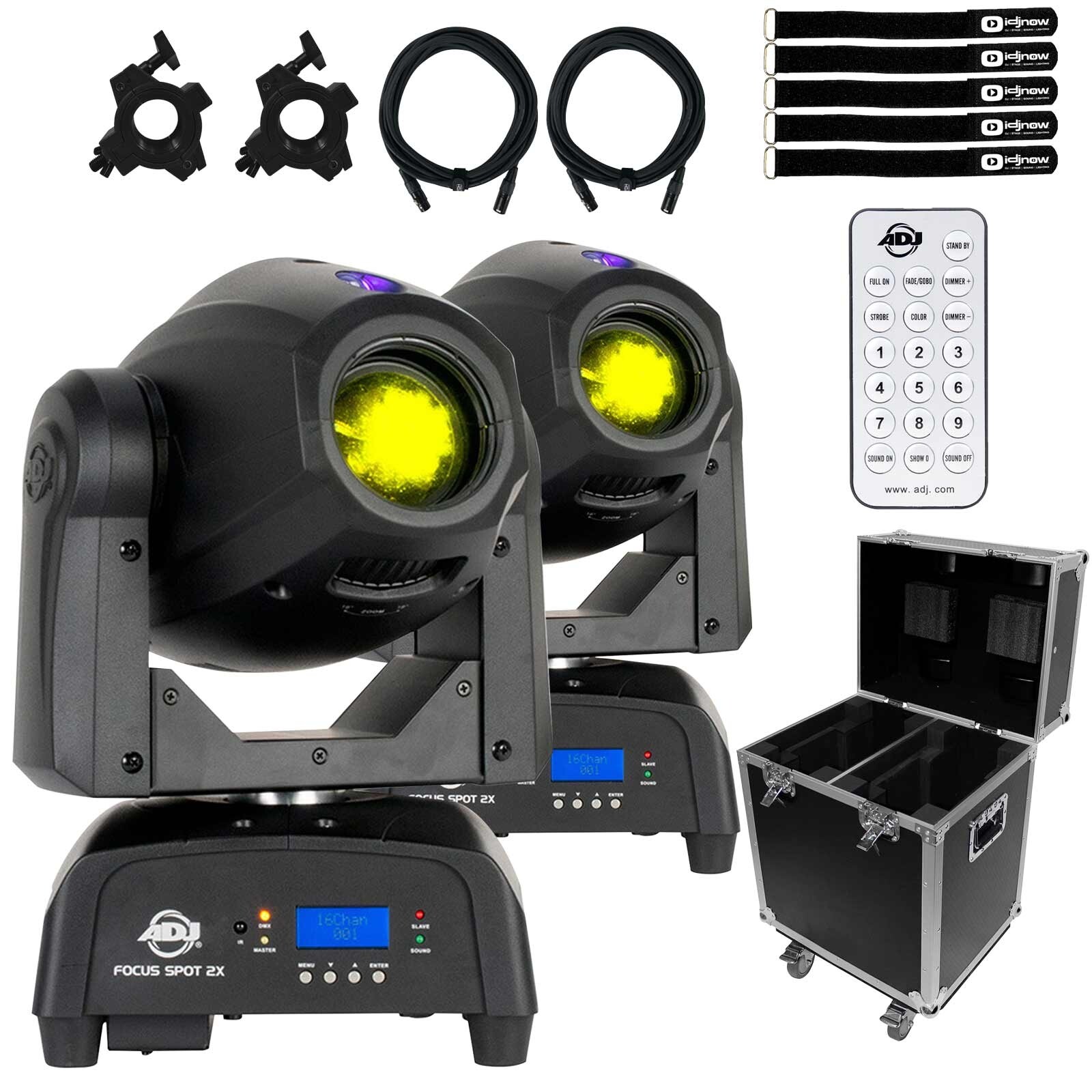 ADJ Focus Spot 2X100 Вт LED DMX Gobo Moving Head Light Пара движущихся головных фонарей с кейсом для полета