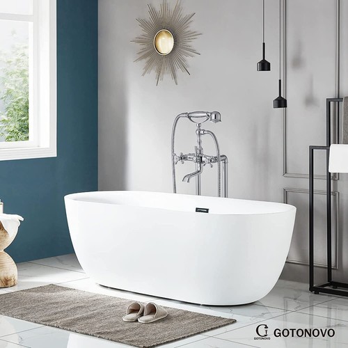 Floor Mounted Free Standing Bathtub Faucet Tub Filler with Hand Shower Set Mixer - Picture 9 of 34