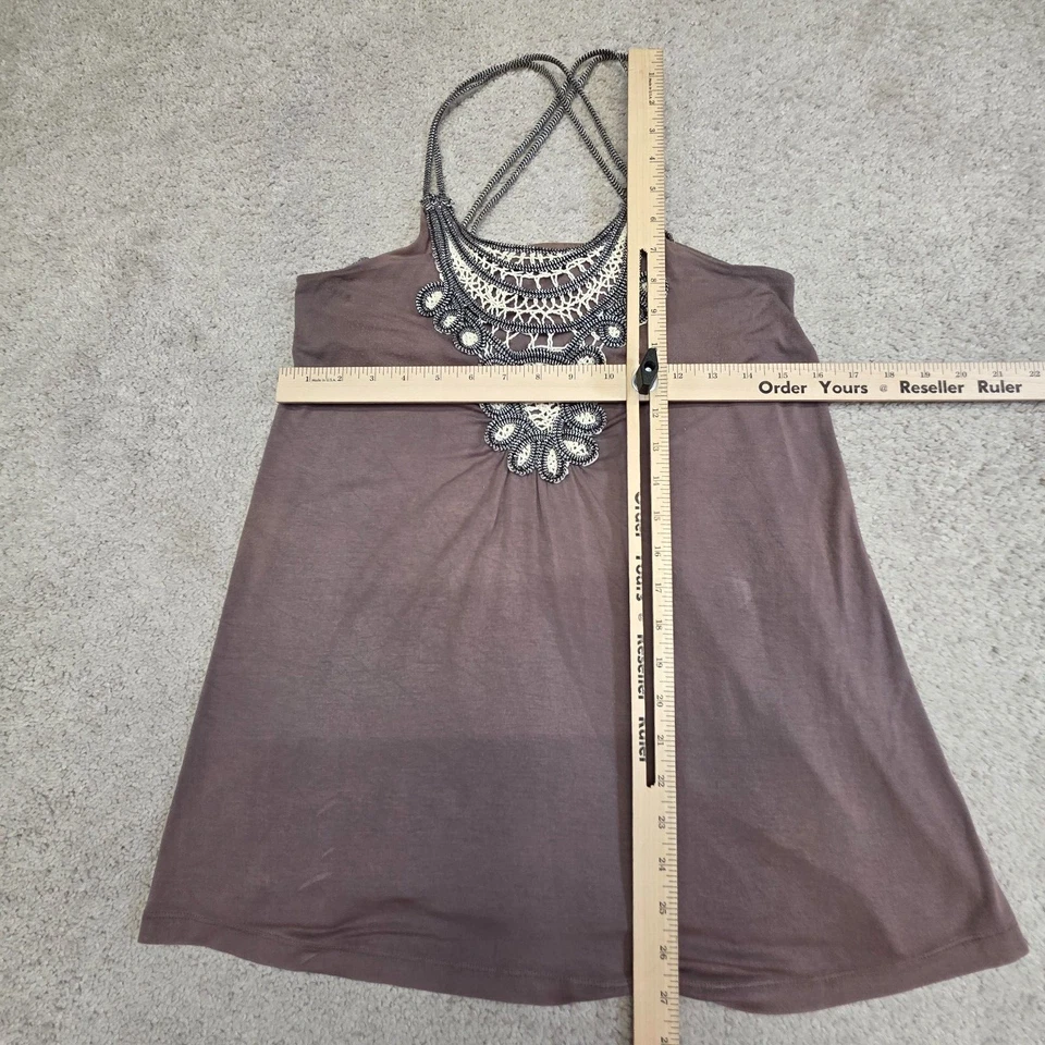 Camiseta sin mangas Design History plateada con tiras bohemia crochet camisa pequeña Foto 2 de 4