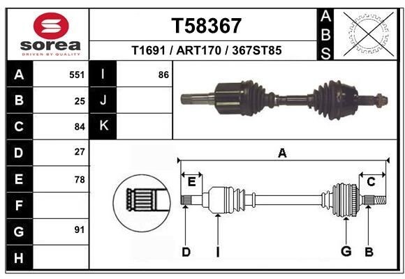 Antriebswelle FüR Alfa Romeo 156 (Sportwagon)/ 932_/ 2.4 JTD / Vorne Links-image