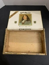 Vintage Wm. Penn 5 Cent Straight Wooden Cigar Box by General Cigar Co.
