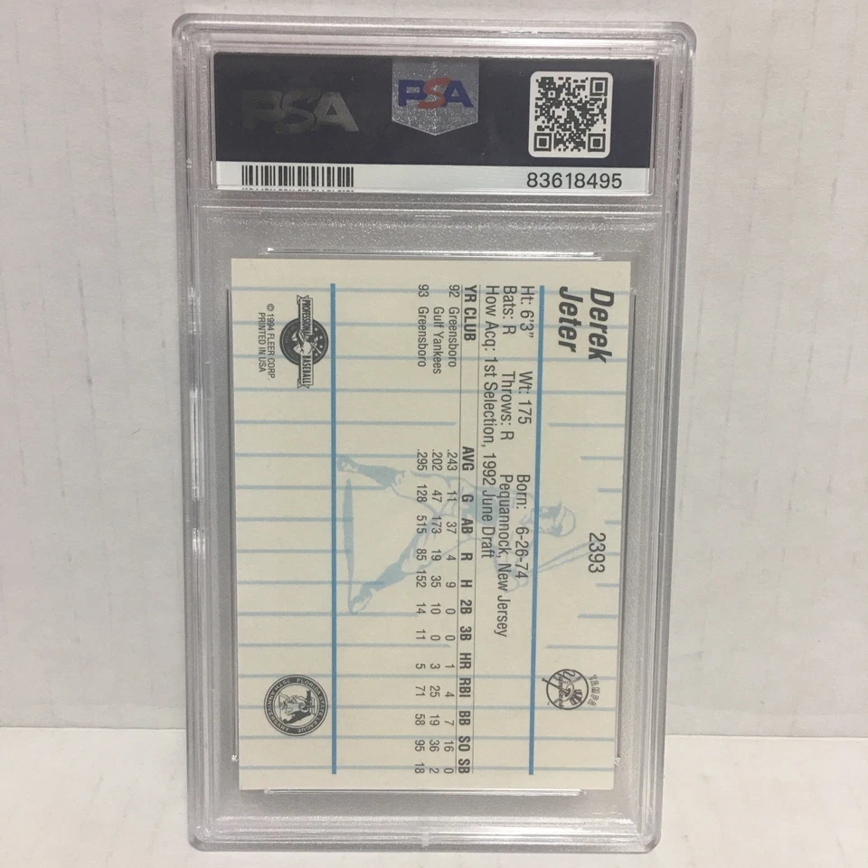 Fleer ProCards 1994 ligas menores Derek Jeter #2393 PSA 9 como nuevo patio Foto 2 de 2