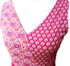Tommy Hilfiger Women's S/P  Pink Fit & Flare Sleeveless V-Neck Dress Belted