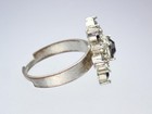 Vintage Estate Silver Tone Black White Crystal Floral Flower Ring Size 8.25 — photo 6