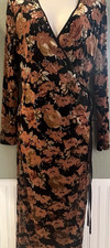 ASTR The Label Witchy Goth Black Orange Gold Velvet Floral Wrap Dress Size M