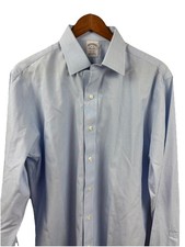 Brooks Brothers Regent Dress Shirt Mens 16-35 Blue French Cuff Cotton Non-Iron
