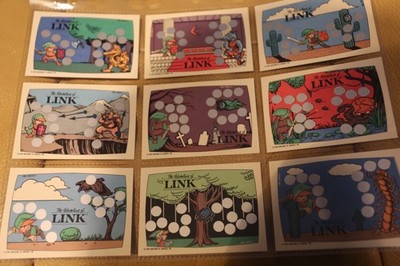 NINTENDO 1989 ZELDA II LINK TOPPS KOMPLETT SET 10 UNBENUTZTE RUBBEL TRADING CARDS