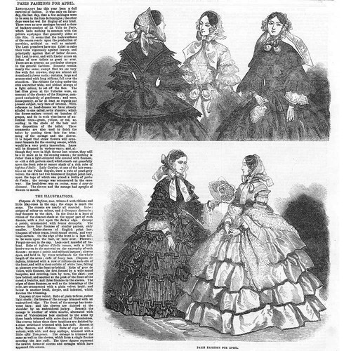 FASHION Ladies Fashion From Paris - Antique Print 1856