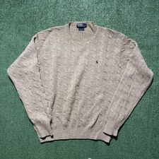 Vintage Polo Ralph Lauren Sweater Mens XL 100 Wool Cable Knit Pullover 90s 