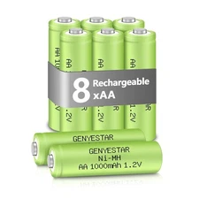 Solar Lights AA Rechargeable Batteries 1000mah High Capacity 1.2V Ni-MH AA Ba...