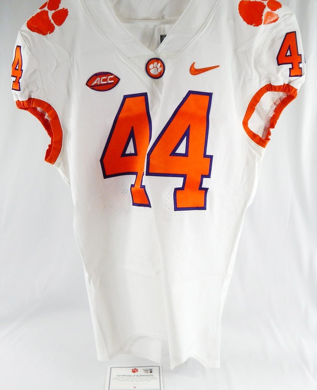2017-22 Clemson Tigers #44 Game Issued Pos Used White Jersey Football NP R 44 67