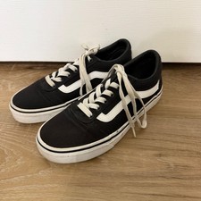 Vans Ward Low Top Sneakers Black White Canvas Skate Shoes Womens 6.5