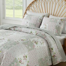 Full Queen Size Quilt Set, 3-Piece Lightweight Soft Full Size Quilt Patchwork Be