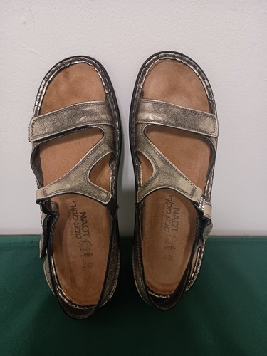 NAOT Faso Women's Bronze Leather Sandal 38 Adjustable Strap Sparkle Bling Buckle - Picture 2 of 24