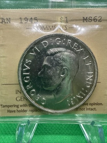 1945 Canada Silver Dollar $1 Coin -  ICCS MS62  C2