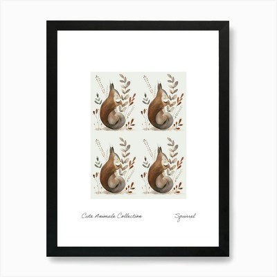 Cute Animals Collection Squirrel 7  Framed Wall Art Poster Canvas Print Picture