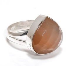 Sunstone Gemstone Handmade 925 Solid Sterling Silver Jewelry Ring Size 7 m929