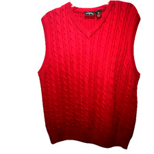 Vtg Saddlebred Cable Knit Sweater/Vest Men  s XL Red 90  s