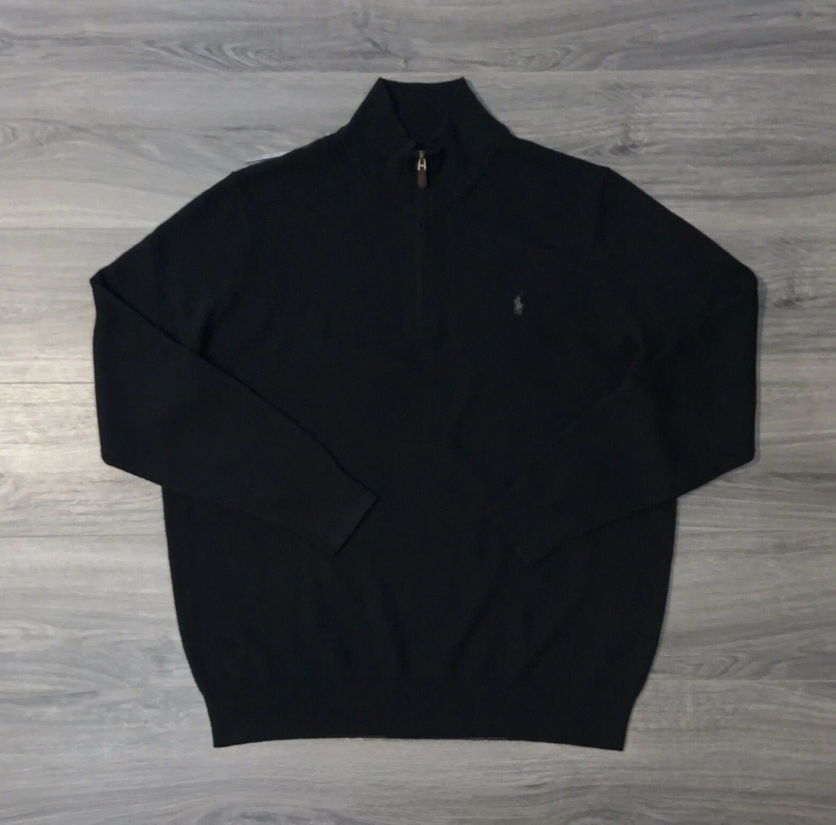 Polo Ralph Lauren Men’s Washable Merino Wool 1/4 Zip Sweater Black Big Tall 2XLT