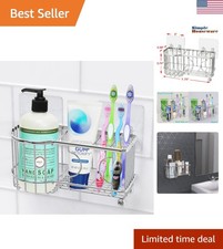 Multi-Functional Stainless Steel 6 Slots Toothbrush Holder - Adhesive Wall Mount