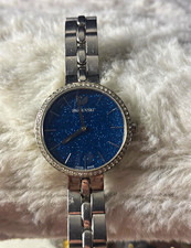 Swarovski Swiss Made Quartz 32mm Blue Dial Crystal Bezel Watch 5377545