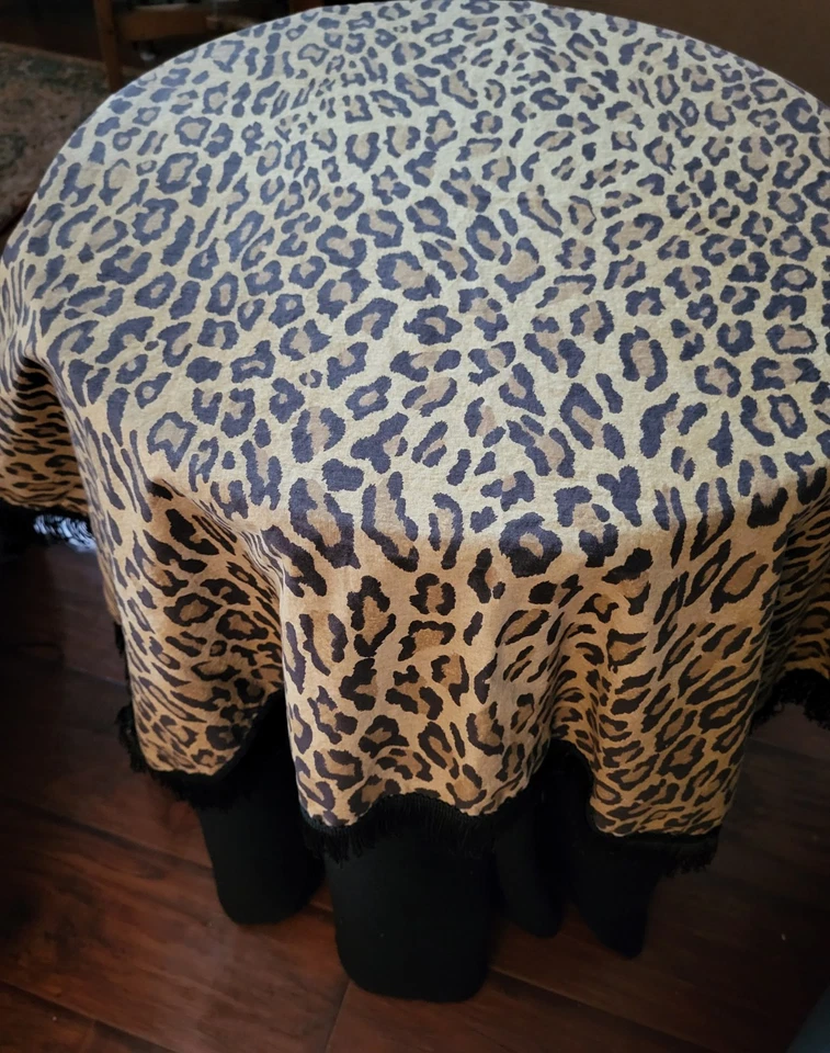 Animal Print Table Scarf With 3 inch Black Fringe For 30 inch Round Table - Image 3 of 4