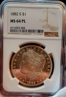 1882 S NGC MS64 PL INCREDIBLE MIRRORS! RARE PROOF LIKE MORGAN SILVER DOLLAR